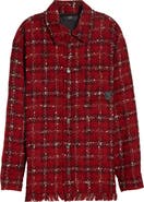 AMIRI Plaid Wool Blend Tweed Overshirt