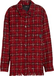 AMIRI Plaid Wool Blend Tweed Overshirt