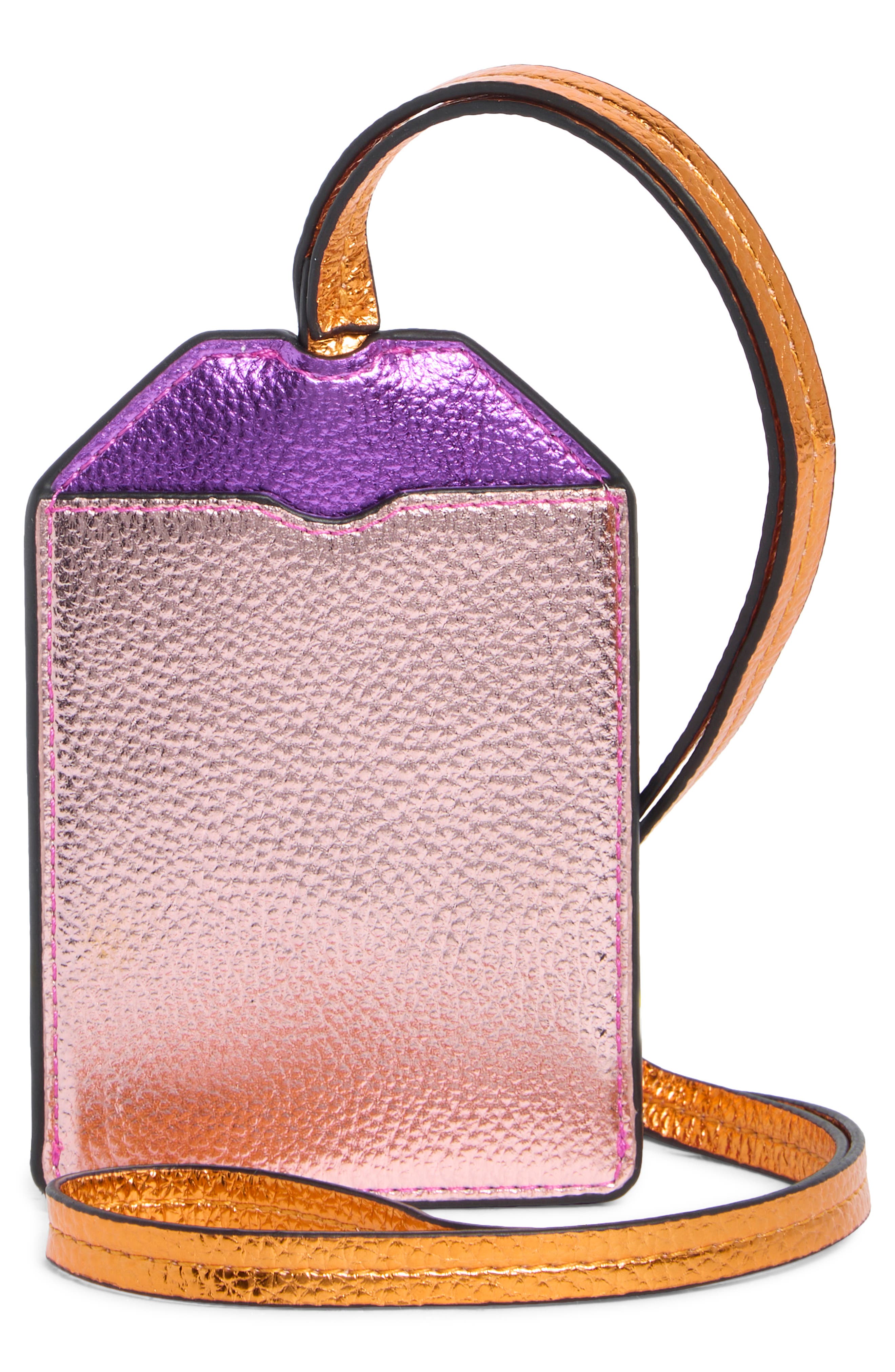 Kurt Geiger London Southbank Tag Leather Lanyard, Alternate, color, Pink Comb