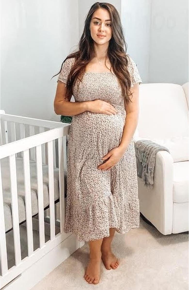 PinkBlush Floral Smocked Maxi Dress, Alternate, color, Ivory