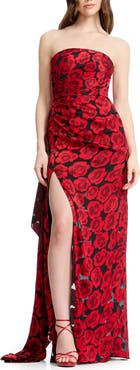 Dress the Population Lulu Floral Strapless Gown