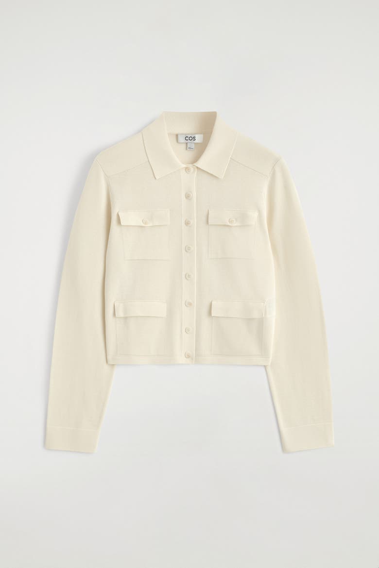 Pocket-detail Knitted Cotton Cardigan, Alternate, color, OFF-WHITE