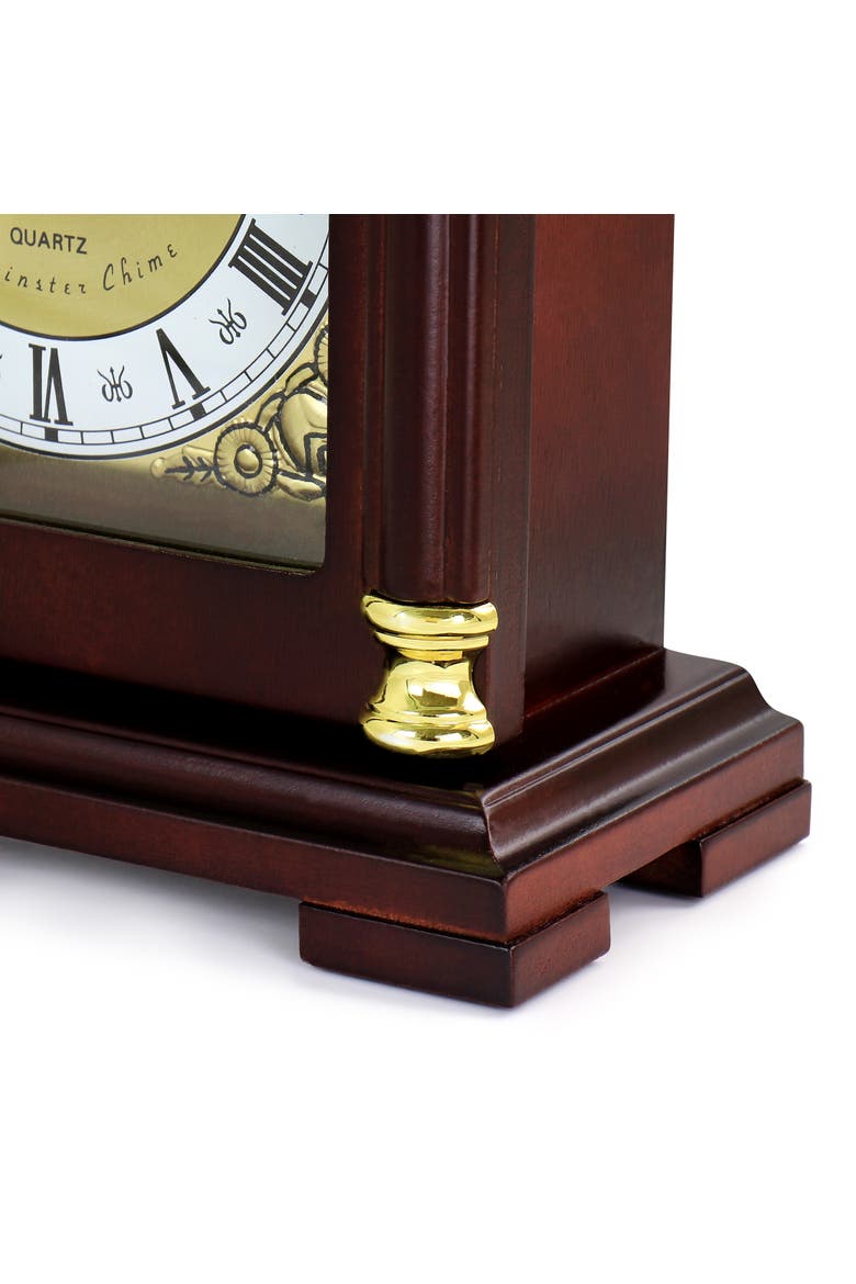 Chiming Decorative Mantel Clock, Alternate, color, Redwood