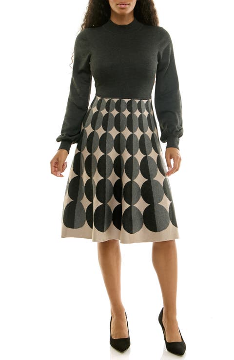 Mock Neck Long Sleeve Sweater Dress