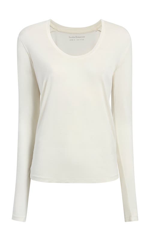 Shop Another Tomorrow Long Ballet Scoop Tee In Vanilla