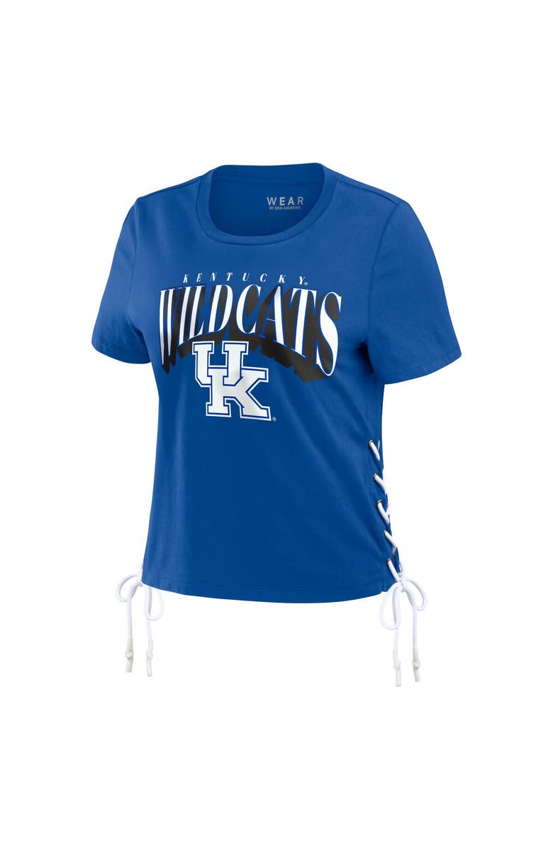 WEAR by Erin Andrews Women's WEAR by Erin Andrews Royal Kentucky Wildcats Side Lace-Up Modest Crop T-Shirt, Alternate, color, Royal