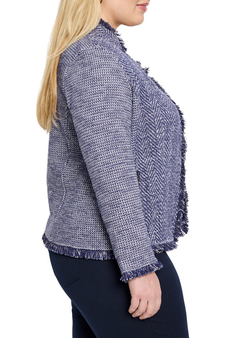 Fringe Mixed Knit Jacket, Alternate, color, INDIGO MIX