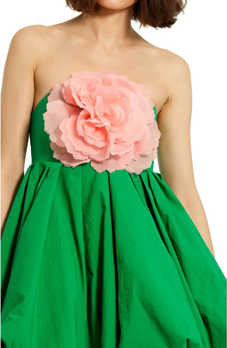 Mac Duggal Faille Strapless Flower Detail Mini Dress, Alternate, color, Spring Green