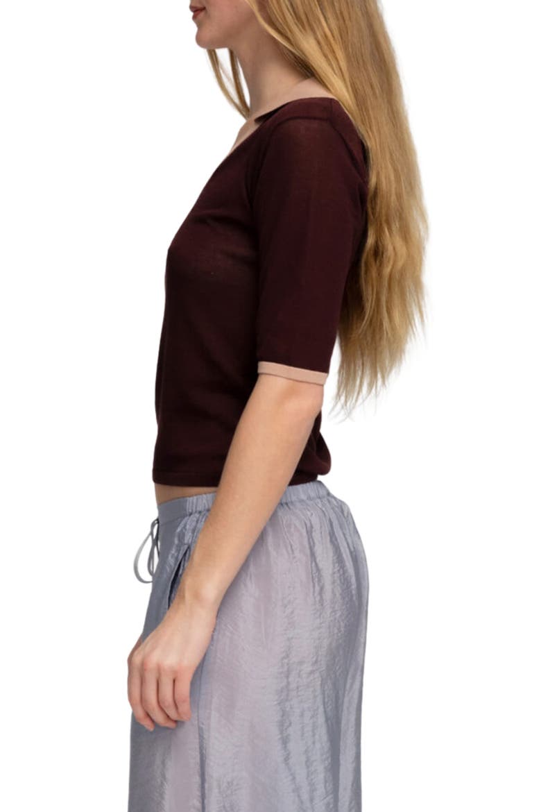 Serin Knit Top, Alternate, color, DEEP RED AND DUSTY PINK