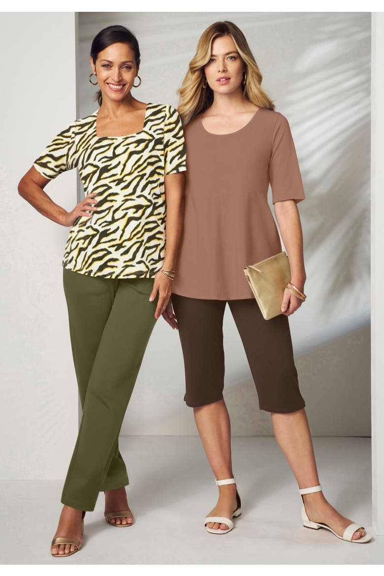Stretch Cotton Square Neck Tee, Alternate, color, CLASSIC RED
