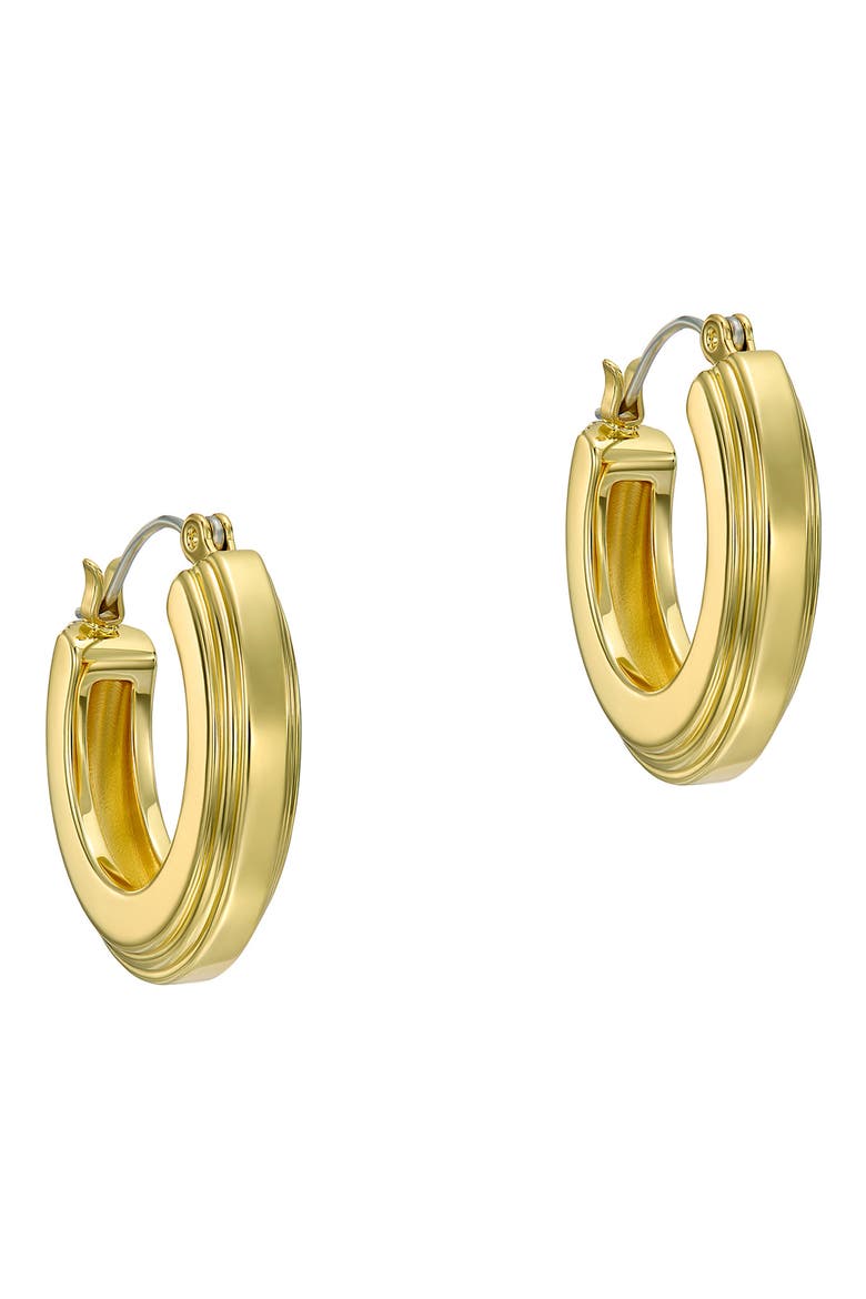 Deena Deco Groove Hoop Earrings, Main, color, GOLD TONE