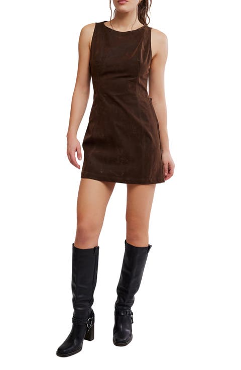 Atlas Cutout Faux Suede Minidress