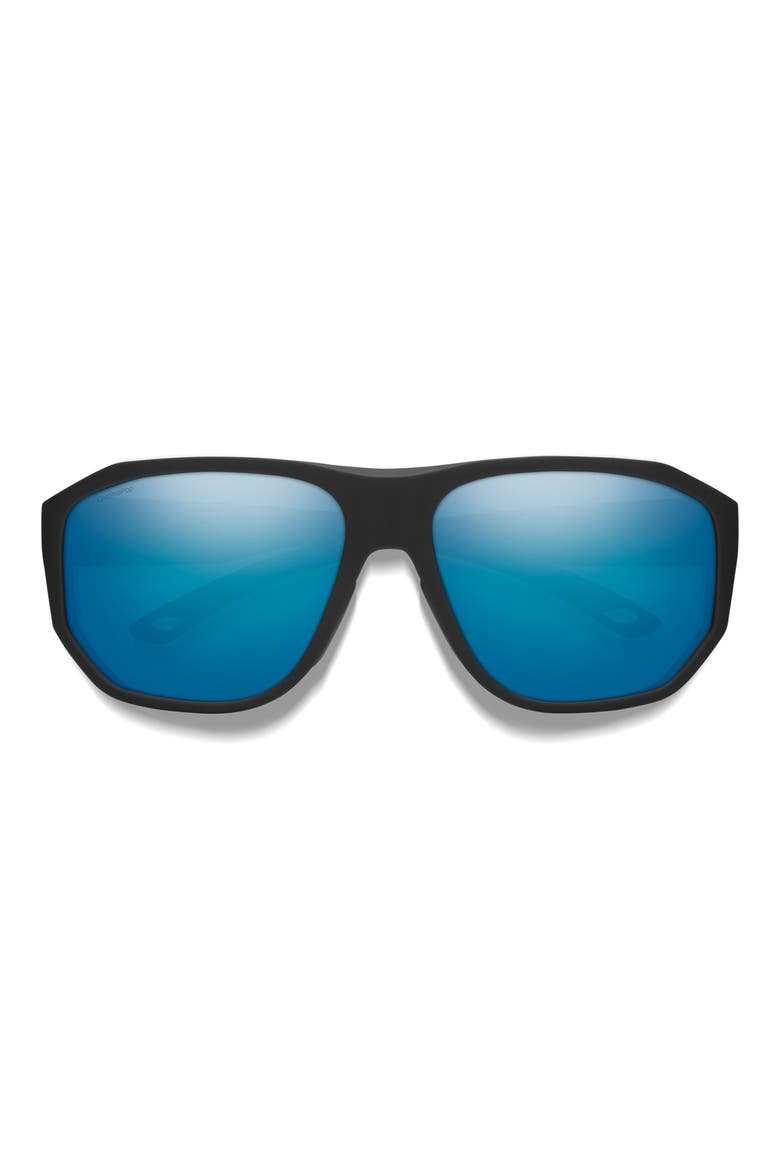 Outrigger 61mm ChromaPop™ Polarized Sunglasses, Main, color, MATTE BLACK / BLUE MIRROR