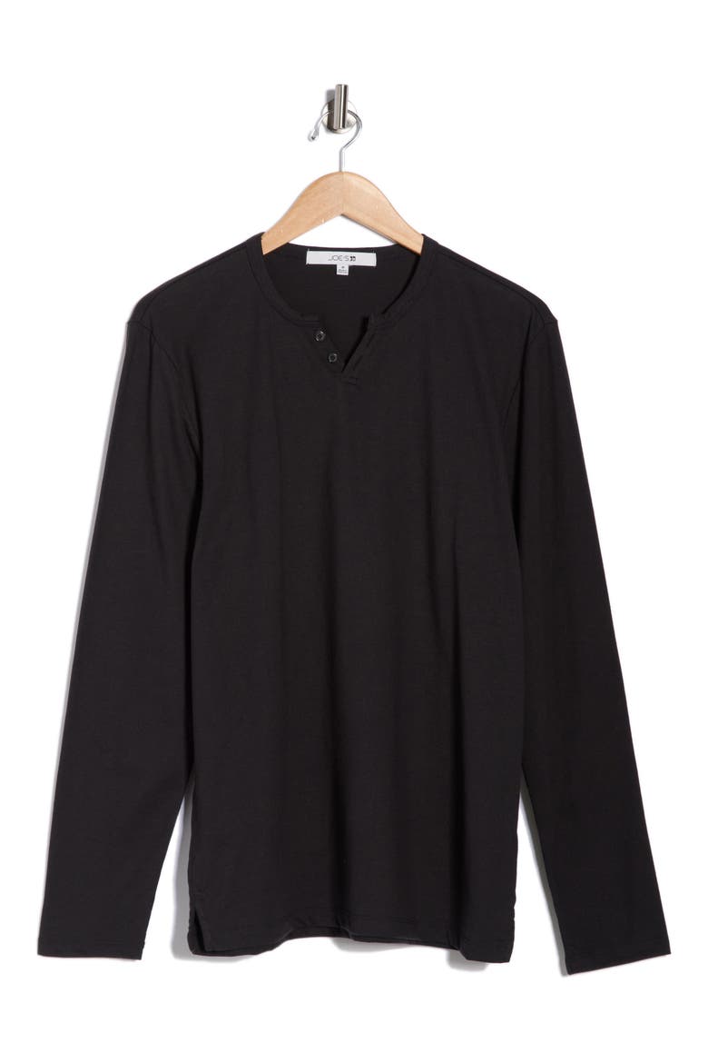 Cotton Henley, Alternate, color, BLACK