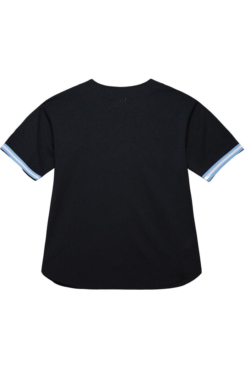 Men's Mitchell & Ness Black North Carolina Tar Heels On The Clock Full-Button Fashion Jersey, Alternate, color, Black