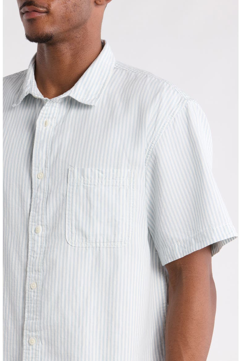 Lawson Stripe Cotton & Linen Blend Button-Up Shirt, Alternate, color, DAWN MIST-MARSHMALLOW