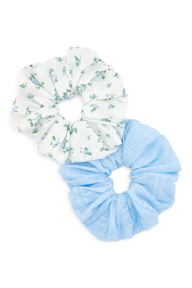 Assorted 2-Pack Scrunchies, Main, color, BLUE/ IVORY