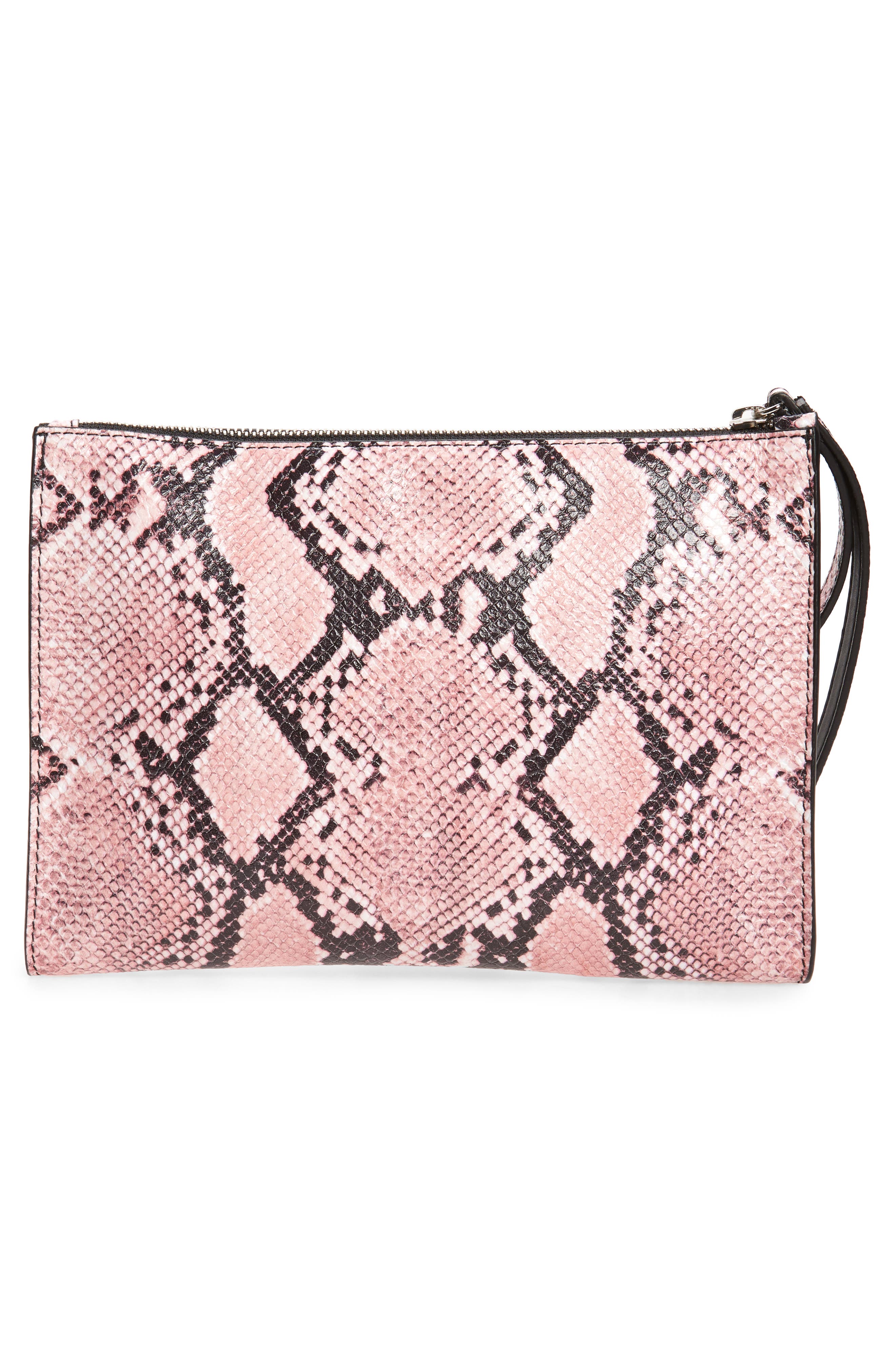 Stella McCartney Snake Print Faux Leather Clutch, Alternate, color, 