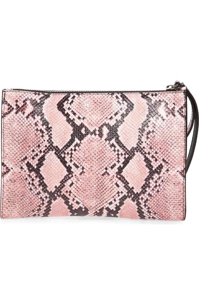 Stella McCartney Snake Print Faux Leather Clutch, Alternate, color,