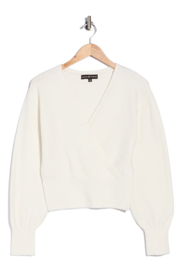 Surplice V-Neck Pullover Sweater, Alternate, color, IVORY