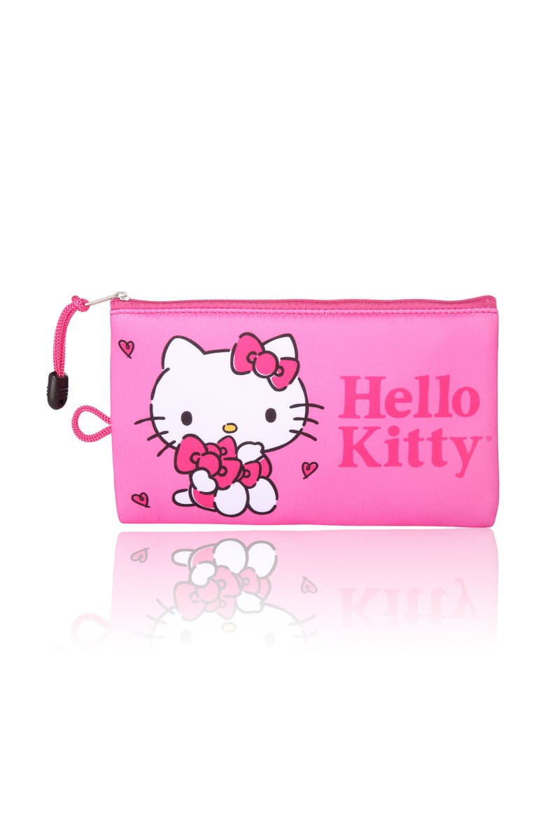 Pink Neoprene Zip Pouch Makeup Bag for Travel, Main, color, Pink