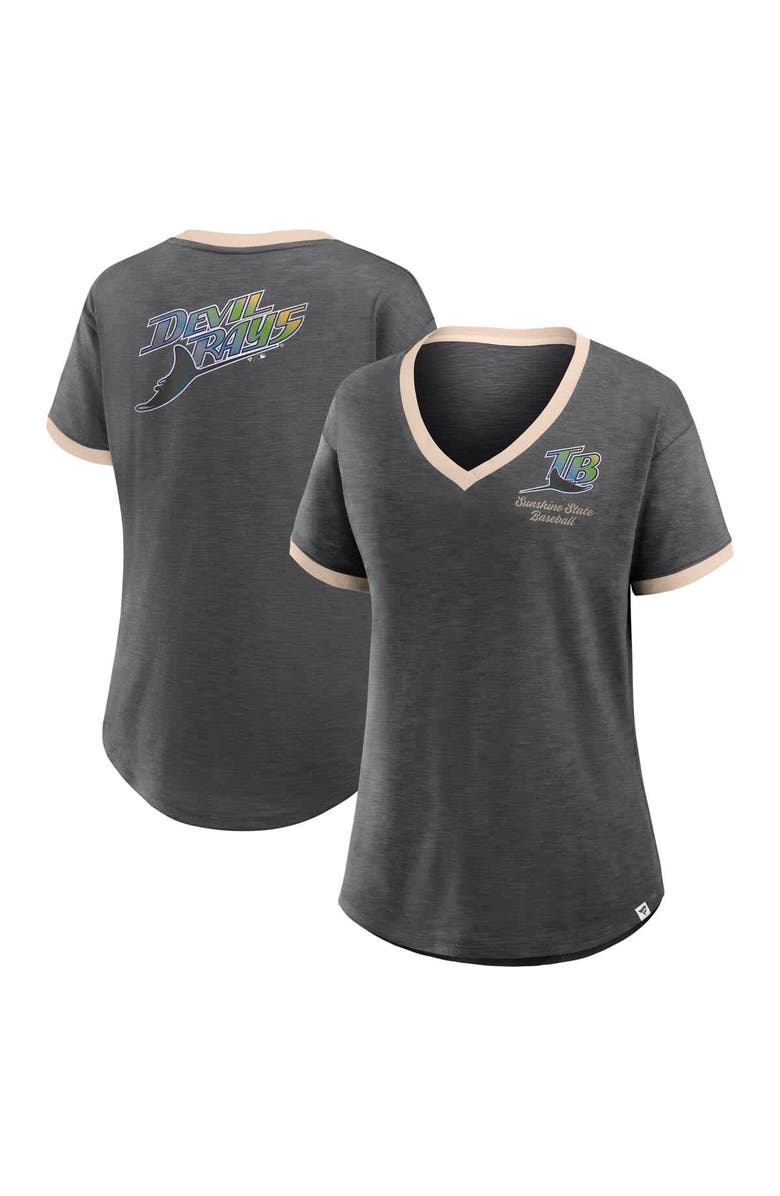 FANATICS Women's Fanatics Black Tampa Bay Rays Binge Worthy Stadium Slub V-Neck T-Shirt, Main, color, Black