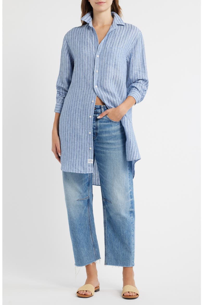 Mary Classic Long Sleeve Shirtdress, Alternate, color, BLUE NAVY STRIPE