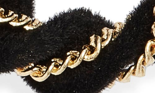 Nordstrom Velvet Chain Hoop Earrings In Black