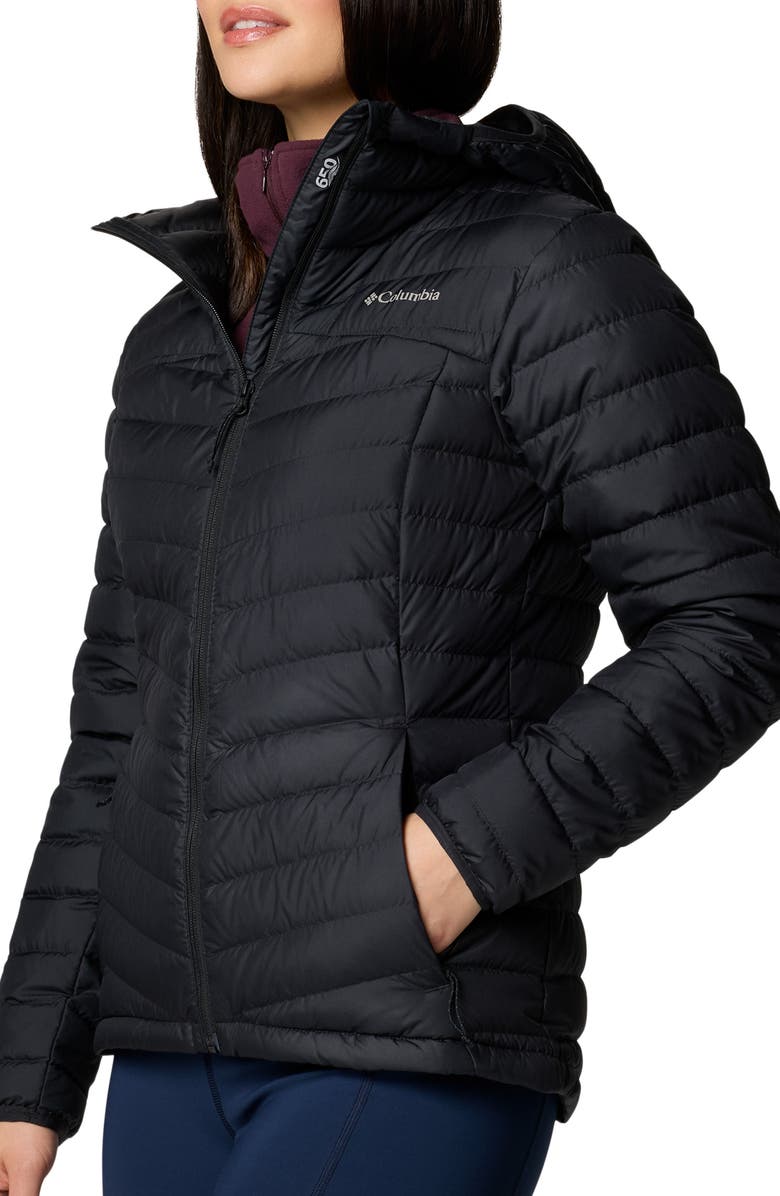 Columbia Westridge Water Repellent Hooded 650 Fill Power Down Jacket, Alternate, color, Black