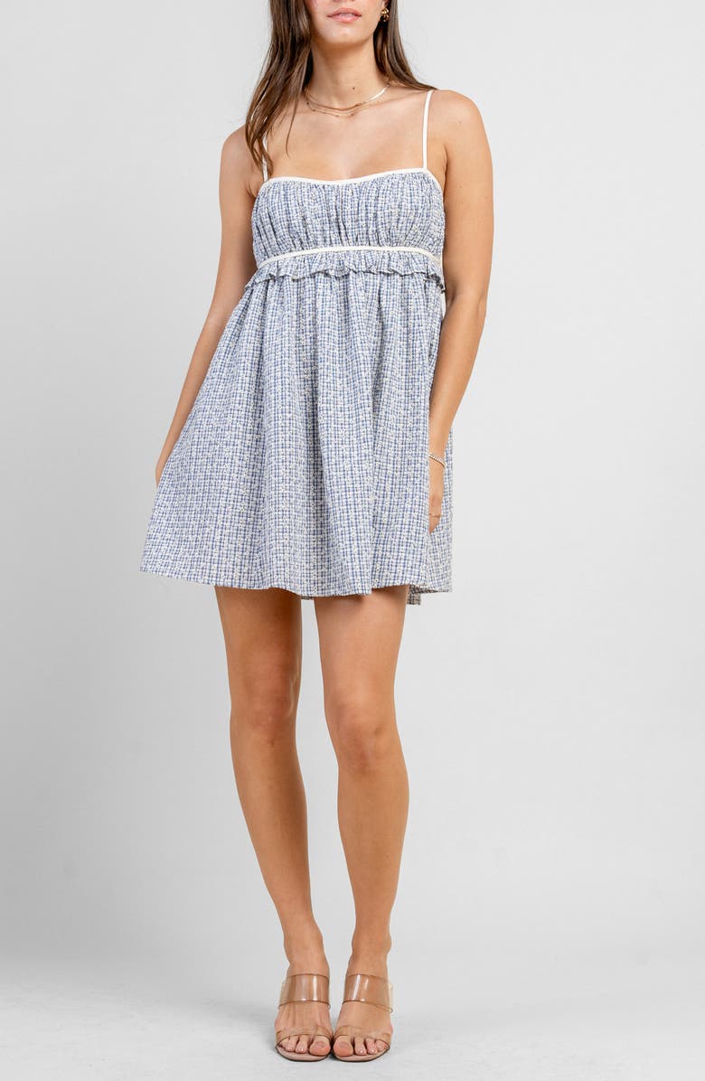 Beivy Plaid Eyelet Minidress, Main, color, Blue