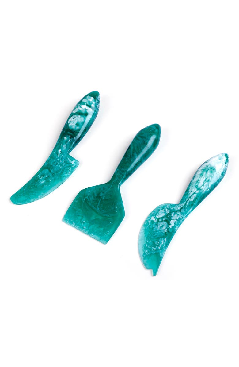 Casa Amarosa Set of 3 Resin Cheese Knives, Main, color, Green