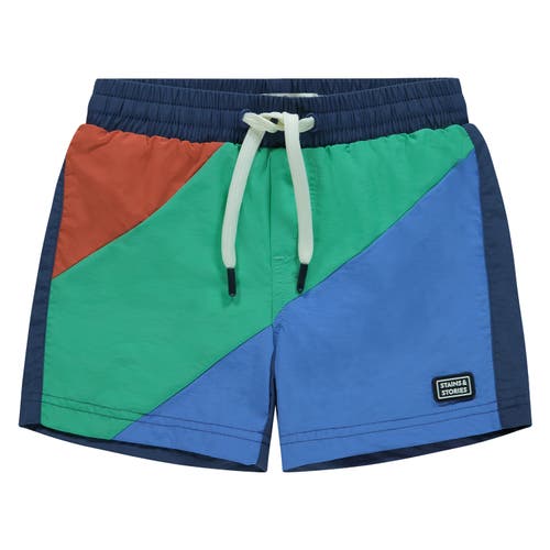 Stains And Stories By Babyface Colorblock Swim Shorts In Multi