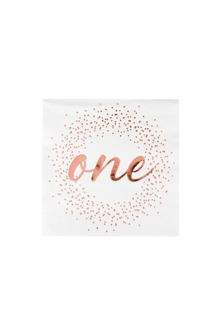 First Birthday Cocktail Napkins, Main, color, Rose Gold