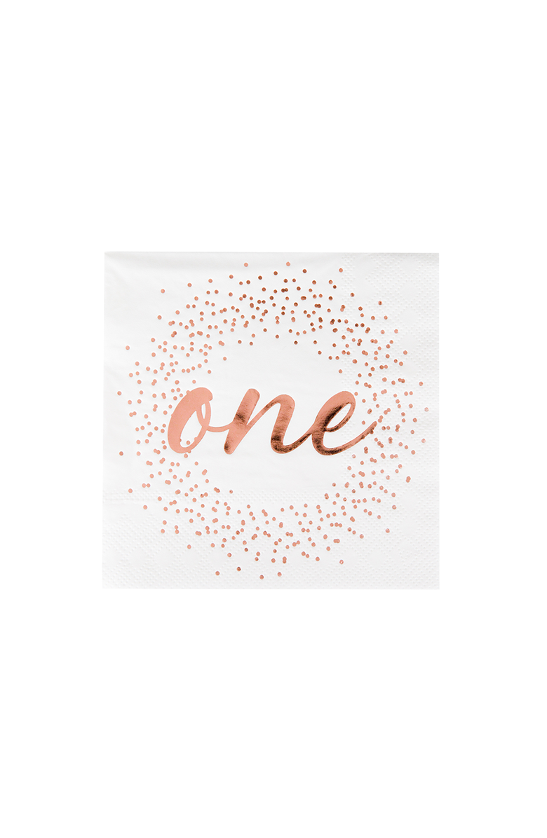 Jollity & Co First Birthday Cocktail Napkins, Main, color, Rose Gold
