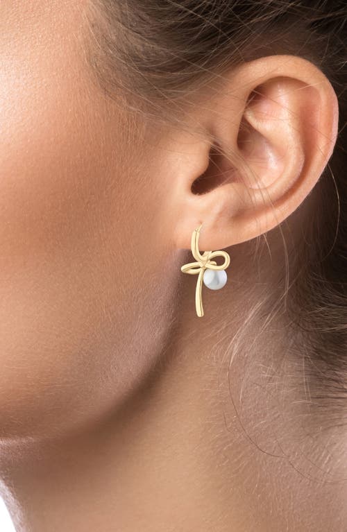 Jardin Modern Faux Pearl Bow Drop Earrings In Multi