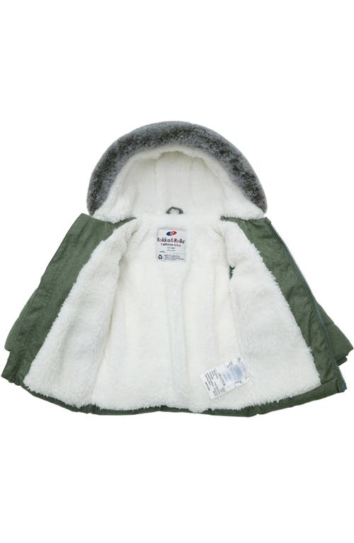 Rokka&rolla Cozy Fleece Lined Warm Winter Coat With Hood In Green