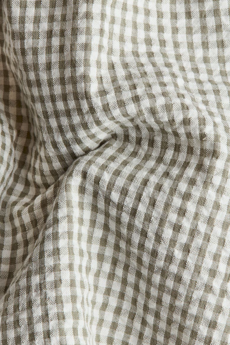 Flutter-sleeved Cotton Dress, Alternate, color, Light khaki green/raspberries