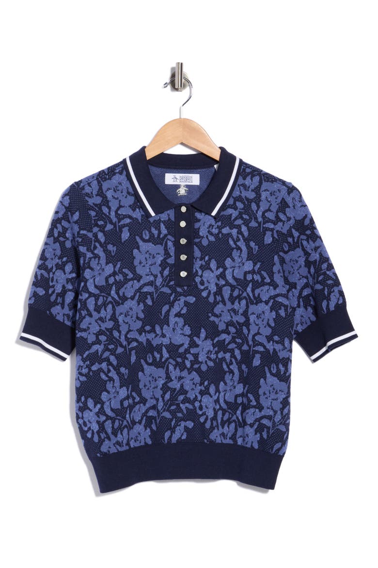 Botanical Jacquard Polo, Main, color, BLACK IRIS