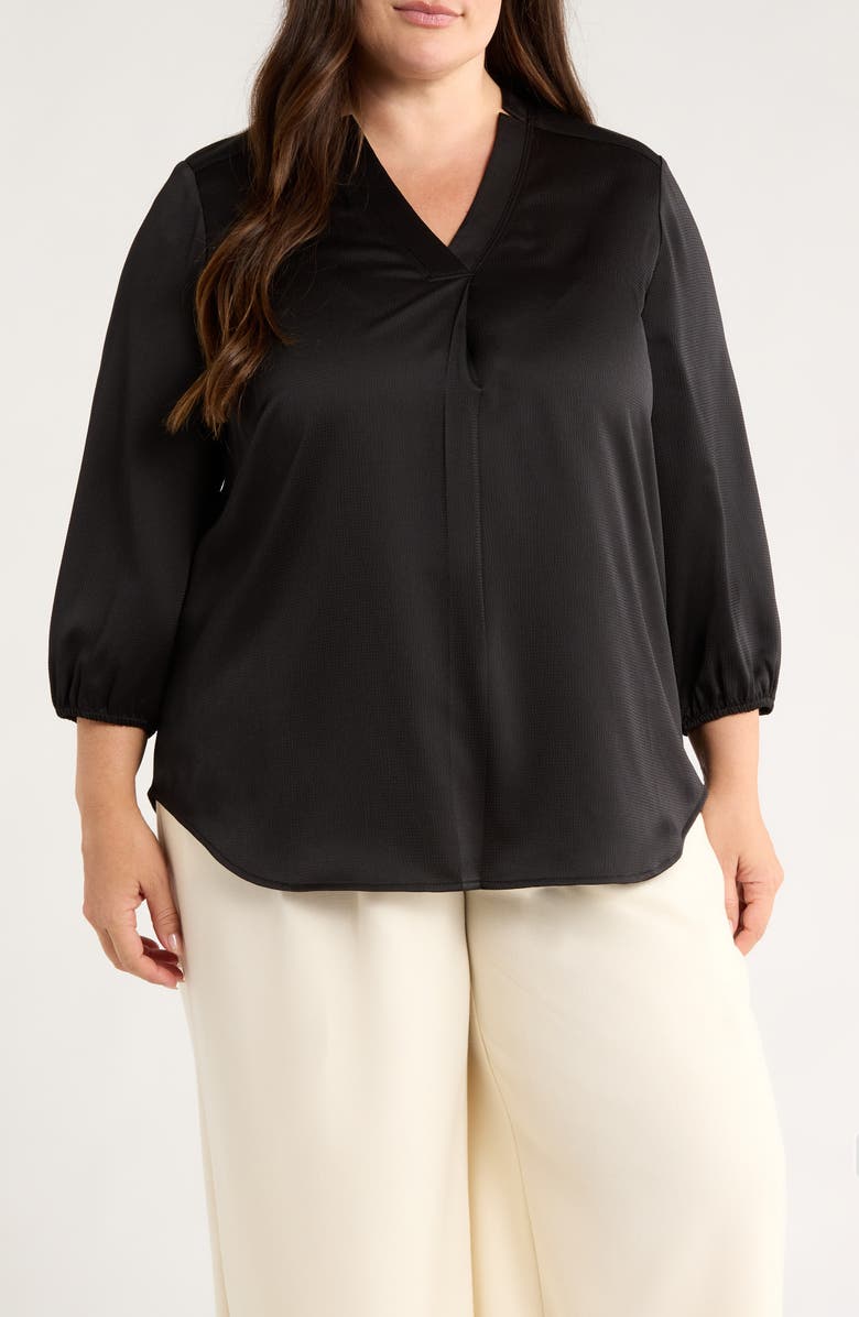 Jones New York Notch Neck V-Neck Top, Main, color, Jones Black