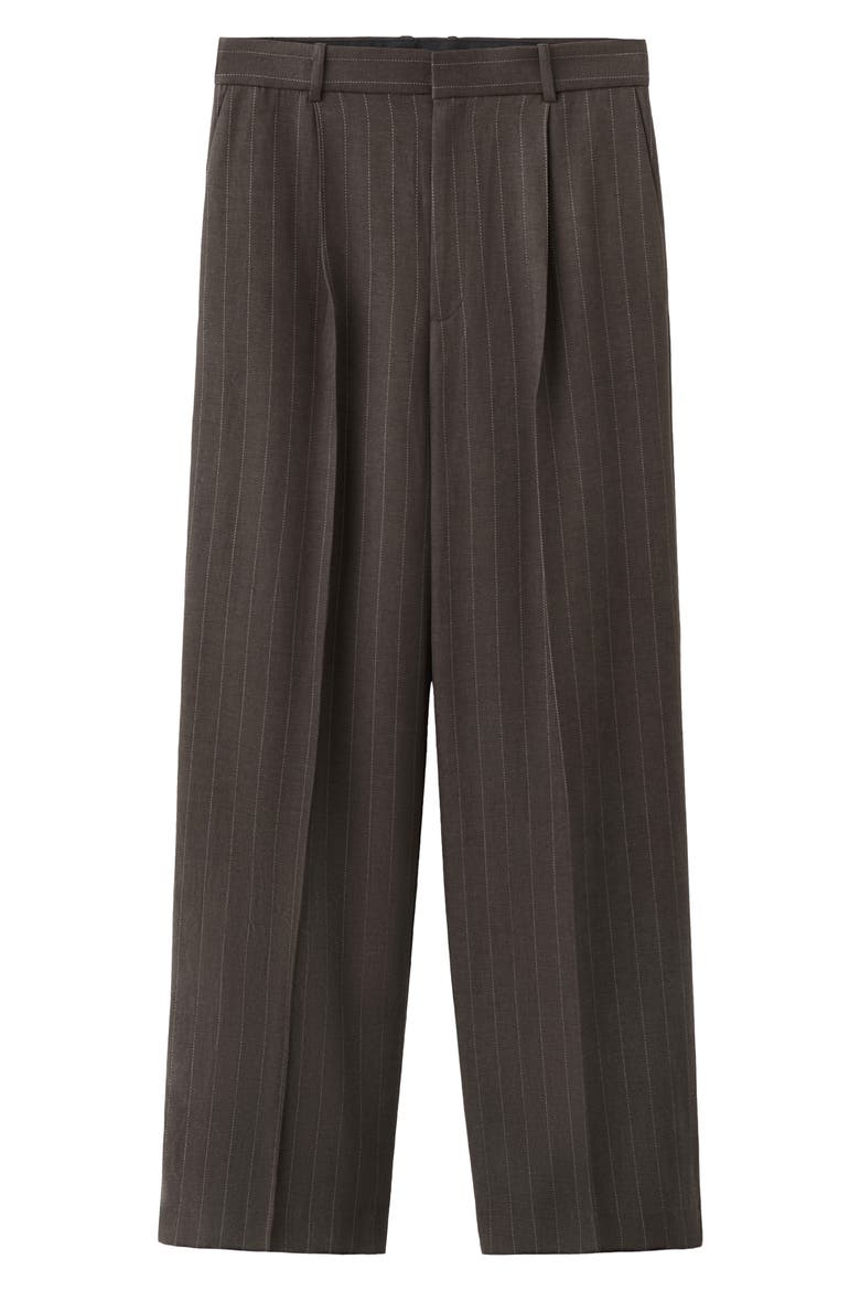 Pleated Pinstripe Suit Pants, Alternate, color, CHOCOLATE