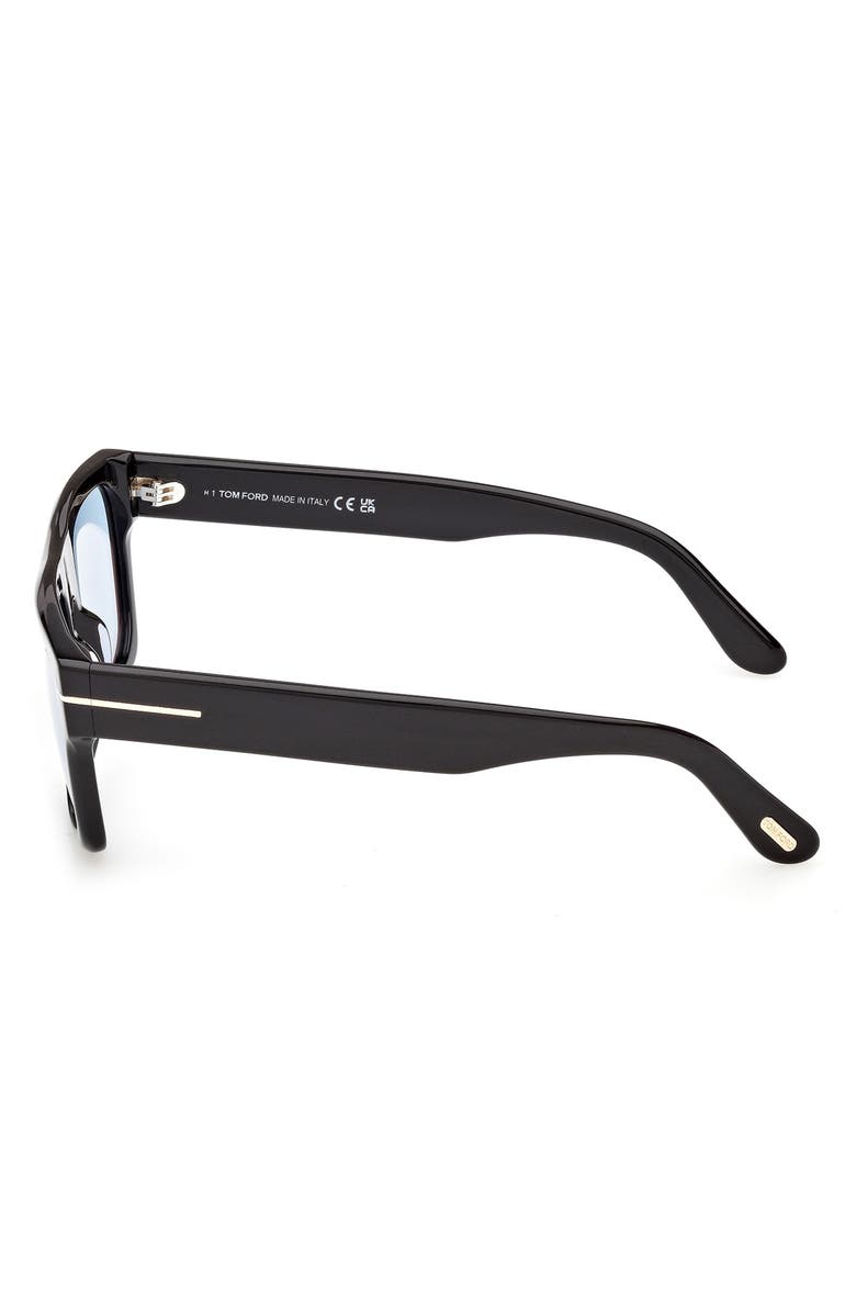 TOM FORD Cyrus 53mm Square Sunglasses, Alternate, color, Shiny Black / Blue