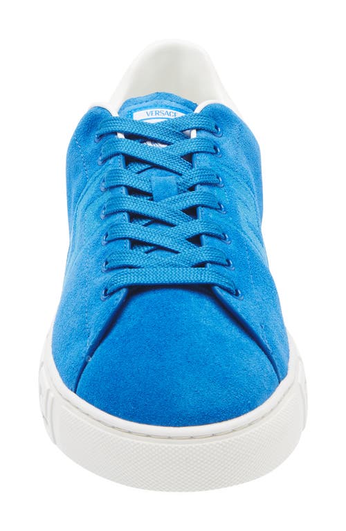 Versace Greca Suede Low Top Sneaker In White