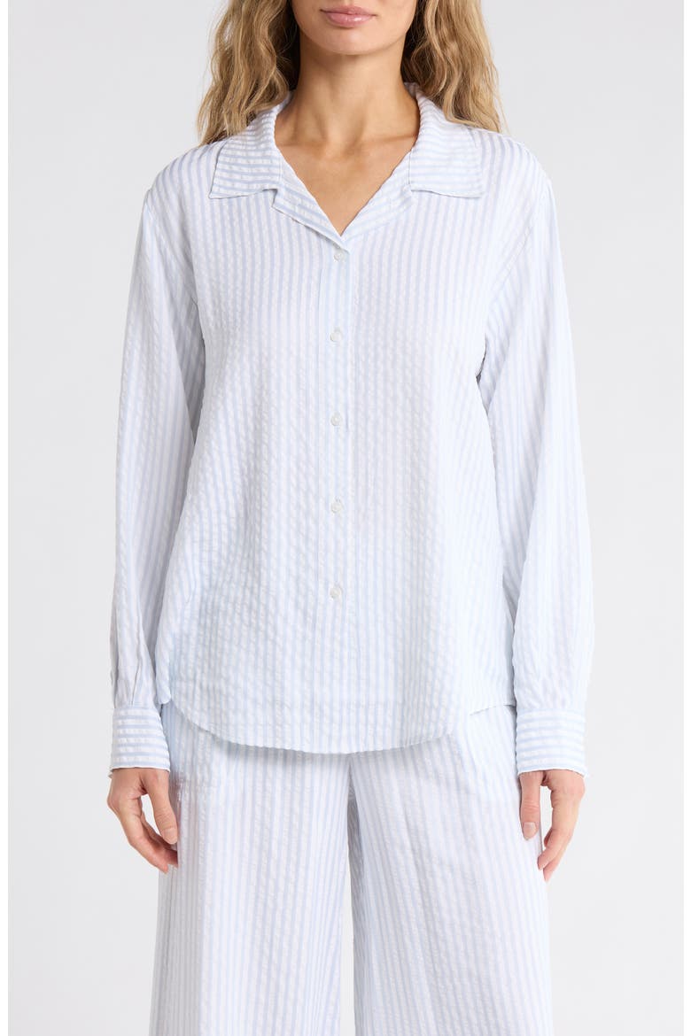 Stripe Seersucker Button-Up Shirt, Main, color, COUNTRY PURPLE/ WHITE