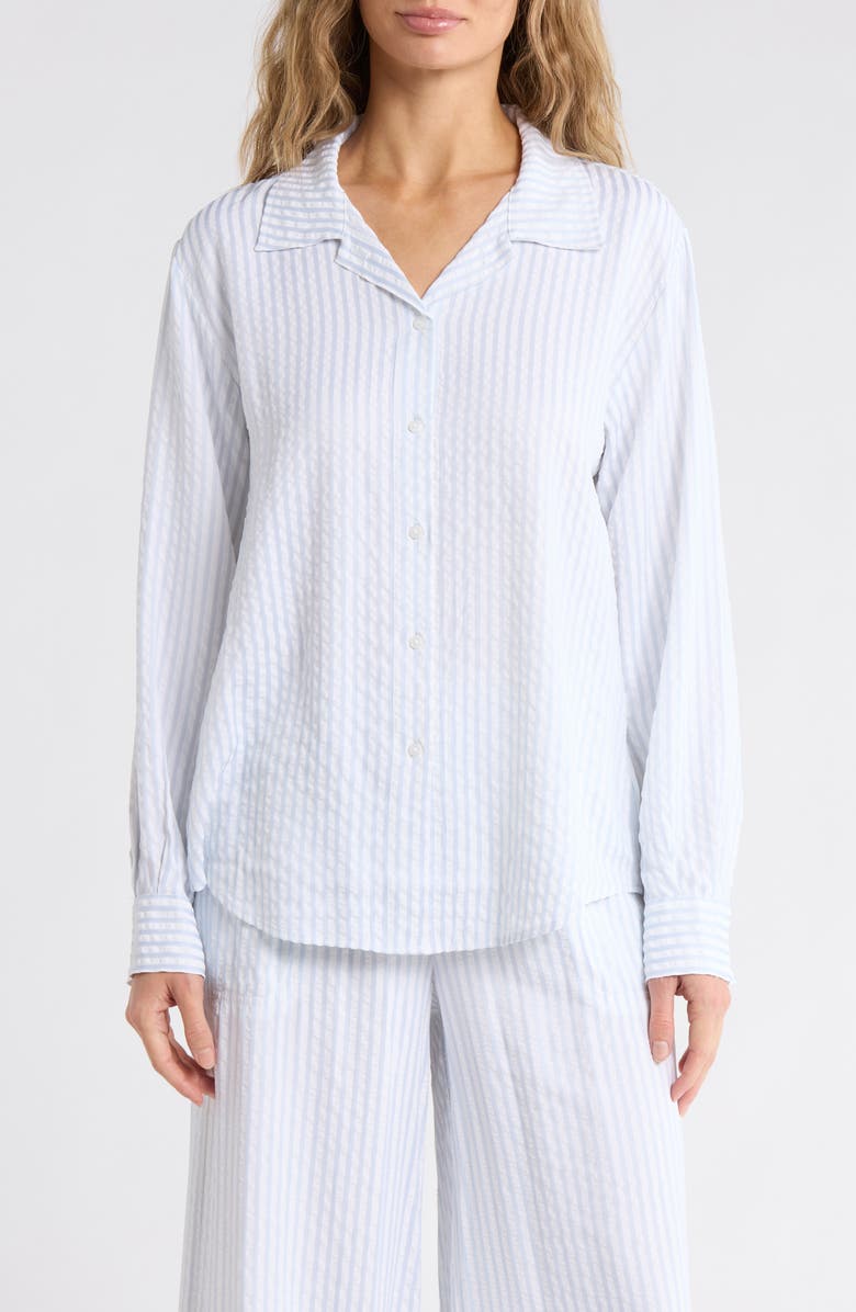 Splendid Stripe Seersucker Button-Up Shirt, Main, color, Country Purple/ White