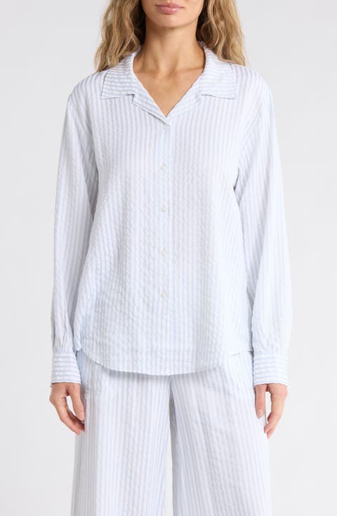 Stripe Seersucker Button-Up Shirt