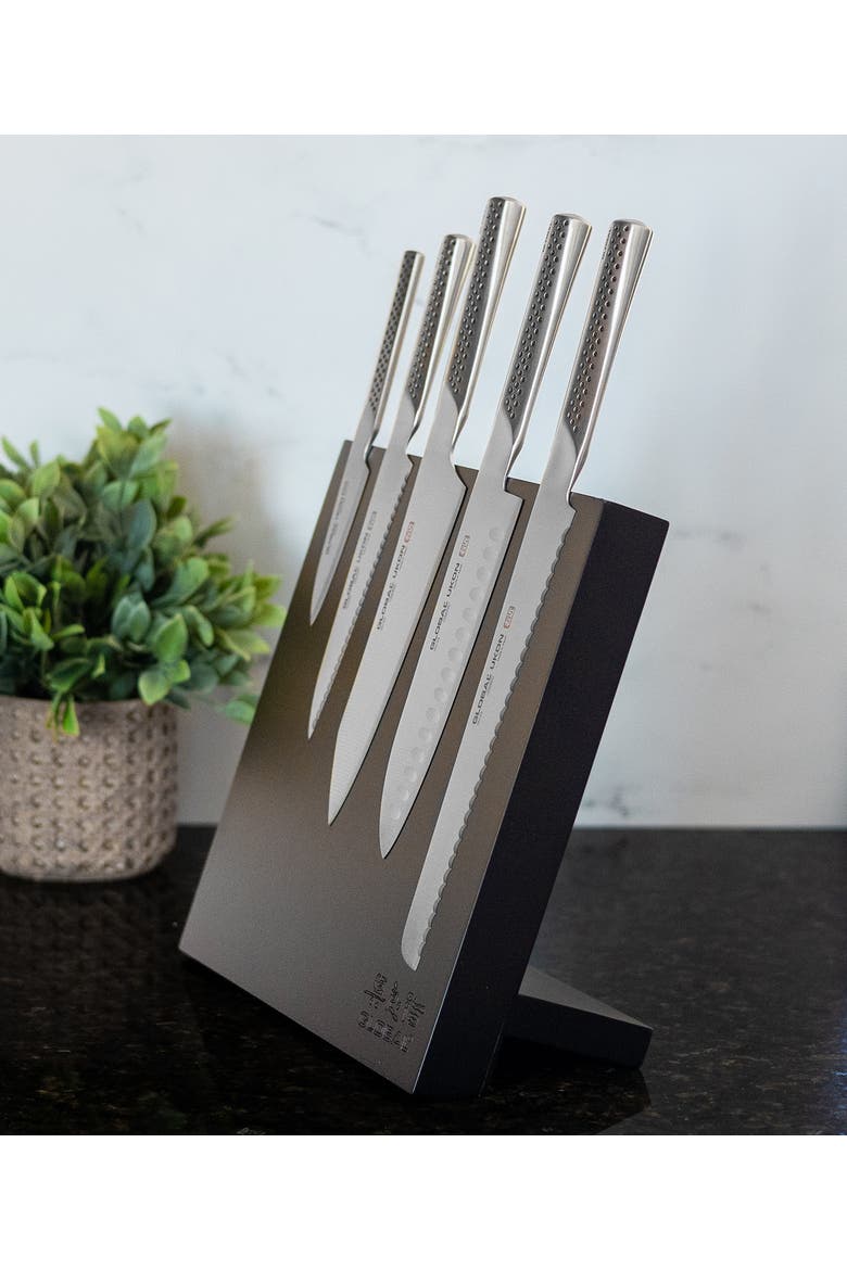Bitoku Ukon Essentials 6 Piece Knife Set with Magnetic Block, Alternate, color, Rubberwood