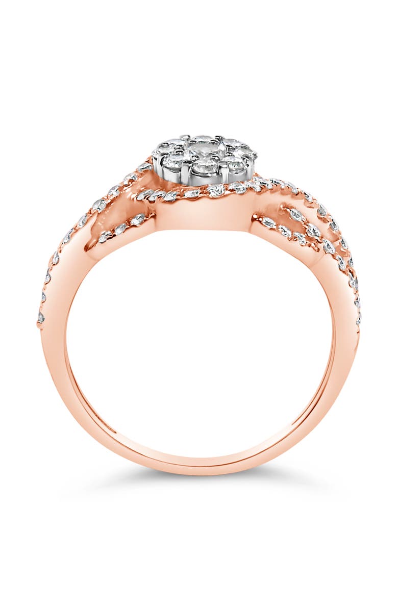 Haus of Brilliance 10K Gold 3/4 Cttw Diamond Floral Cluster Head Cocktail Ring, Alternate, color, Rose Gold