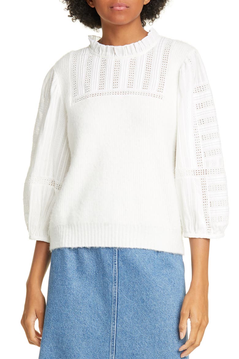 Sea Pascale Mixed Media Sweater, Main, color, CREAM