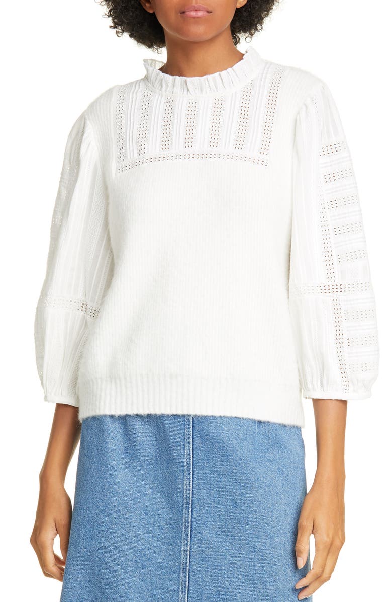 Sea Pascale Mixed Media Sweater, Main, color, 