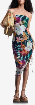 Desigual Floral Print Strapless Dress